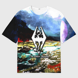 Футболка оверсайз мужская Cкайрим краски художника, цвет: 3D-принт