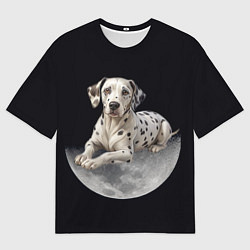 Мужская футболка оверсайз Далматин и луна