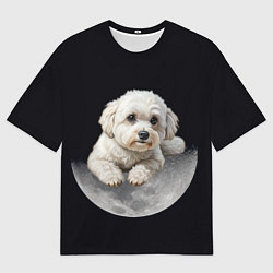 Мужская футболка оверсайз Бишон фризе и луна