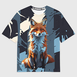 Футболка оверсайз мужская Лиса на ночном фоне, цвет: 3D-принт