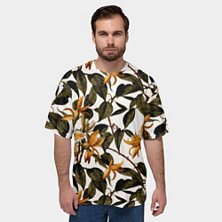 Футболка оверсайз мужская Желтые ретро цветы, цвет: 3D-принт — фото 2