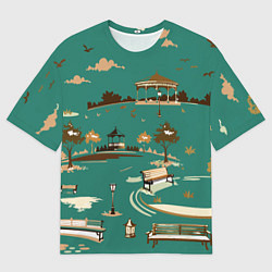 Футболка оверсайз мужская Осенний городской парк, цвет: 3D-принт