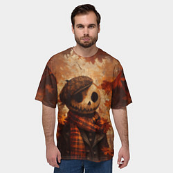 Футболка оверсайз мужская Тыквенный Джек в кепке, цвет: 3D-принт — фото 2