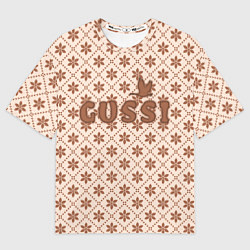 Футболка оверсайз мужская Гусси - узор в стиле Гучи, цвет: 3D-принт