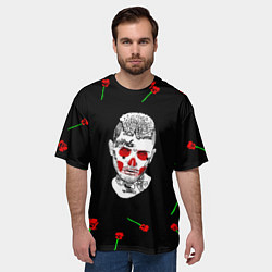 Футболка оверсайз мужская Lil peep rap band rose, цвет: 3D-принт — фото 2