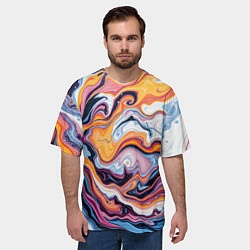 Футболка оверсайз мужская Жидкие разноцветные краски, цвет: 3D-принт — фото 2
