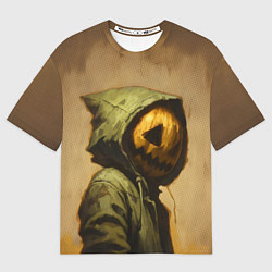 Мужская футболка оверсайз Тыквенный Джек в болотном худи