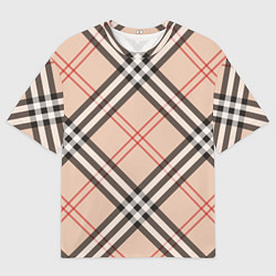 Футболка оверсайз мужская Стильная клетка - шотландка, крупно, цвет: 3D-принт