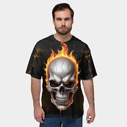 Футболка оверсайз мужская Череп в огне, цвет: 3D-принт — фото 2