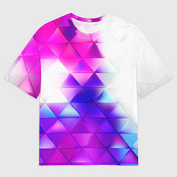 Футболка оверсайз мужская Неоновые треугольники абстракция, цвет: 3D-принт