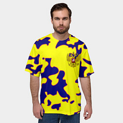 Футболка оверсайз мужская Российская империя камуфляж желтый, цвет: 3D-принт — фото 2