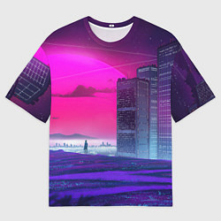 Футболка оверсайз мужская Synthwave неоновый город, цвет: 3D-принт