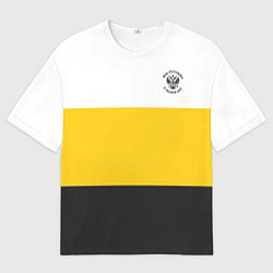 Мужская футболка оверсайз Мы русские с нами Бог Герб на узорном флаге