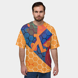 Футболка оверсайз мужская Half life hexagon steel, цвет: 3D-принт — фото 2