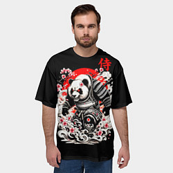Футболка оверсайз мужская Панда - самурай, цвет: 3D-принт — фото 2