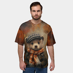 Футболка оверсайз мужская Мишка в клетчатой кепке, цвет: 3D-принт — фото 2