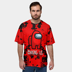 Футболка оверсайз мужская Among us краски на красном, цвет: 3D-принт — фото 2