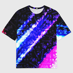 Футболка оверсайз мужская Marshmello neon steel, цвет: 3D-принт