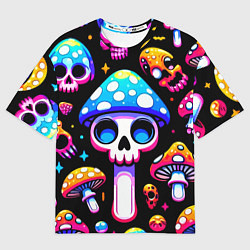 Мужская футболка оверсайз Ice cream skull and fly agaric - ai art fantasy