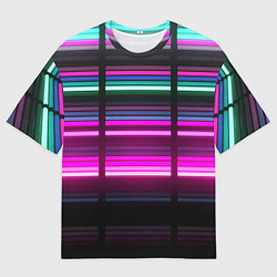 Футболка оверсайз мужская Неоновые лучи текстура, цвет: 3D-принт