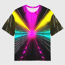Футболка оверсайз мужская Неоновые лучи текстура, цвет: 3D-принт