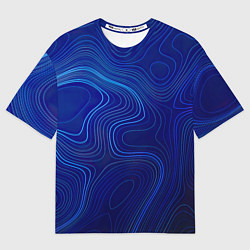 Футболка оверсайз мужская Синяя топография, цвет: 3D-принт