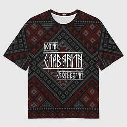 Мужская футболка оверсайз Помни славянин свои корни