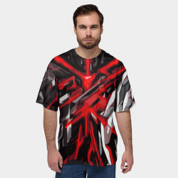 Футболка оверсайз мужская Красный и черный абстрактный фон, цвет: 3D-принт — фото 2