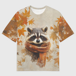 Футболка оверсайз мужская Осенний енот, цвет: 3D-принт