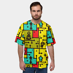 Футболка оверсайз мужская Роботы монстры паттерн, цвет: 3D-принт — фото 2