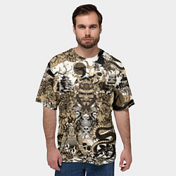 Футболка оверсайз мужская Дракон и самураи в японском стиле, цвет: 3D-принт — фото 2