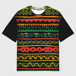Футболка оверсайз мужская Ethnic ornament on black, цвет: 3D-принт