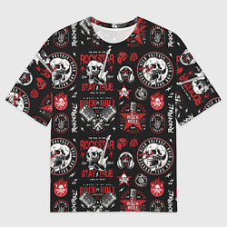 Мужская футболка оверсайз High voltage rock and roll forever