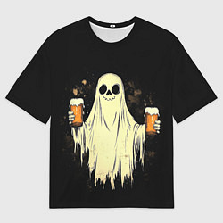 Футболка оверсайз мужская Приведение с пивом, цвет: 3D-принт