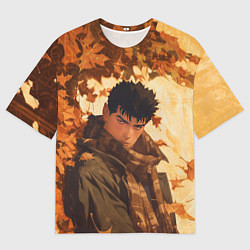 Футболка оверсайз мужская Гатс в клетчатом шарфе, цвет: 3D-принт