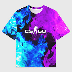 Футболка оверсайз мужская CSGO neon flame, цвет: 3D-принт