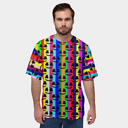 Футболка оверсайз мужская Marshmello радуга, цвет: 3D-принт — фото 2