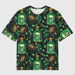 Мужская футболка оверсайз Череп в бутылке с ядом