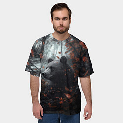 Футболка оверсайз мужская Медведь в пасмурном лесу, цвет: 3D-принт — фото 2