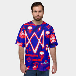 Футболка оверсайз мужская Watch dogs neon, цвет: 3D-принт — фото 2