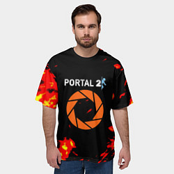 Футболка оверсайз мужская Portal огненная лава, цвет: 3D-принт — фото 2