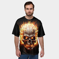 Футболка оверсайз мужская Череп в огне, цвет: 3D-принт — фото 2