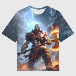 Мужская футболка оверсайз Кратос в ярости