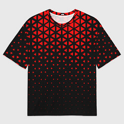 Футболка оверсайз мужская Геометрический градиент - чёрно-красный, цвет: 3D-принт