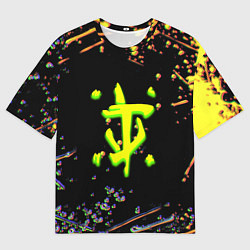Футболка оверсайз мужская Doom кислотное лого глитч, цвет: 3D-принт