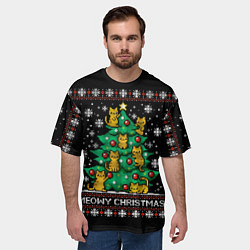 Футболка оверсайз мужская Мяукающее Рождество, цвет: 3D-принт — фото 2