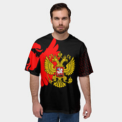 Футболка оверсайз мужская Герб РФ красный, цвет: 3D-принт — фото 2