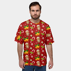 Футболка оверсайз мужская Новогодний паттерн пряня, цвет: 3D-принт — фото 2