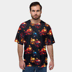 Футболка оверсайз мужская Новогодние шары паттерн, цвет: 3D-принт — фото 2