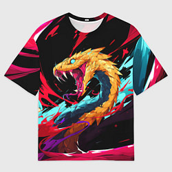 Футболка оверсайз мужская Злая желтая змея, цвет: 3D-принт